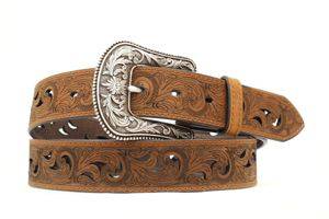 Ariat Scroll Paisley Pierced Belt - Ladies, Brown