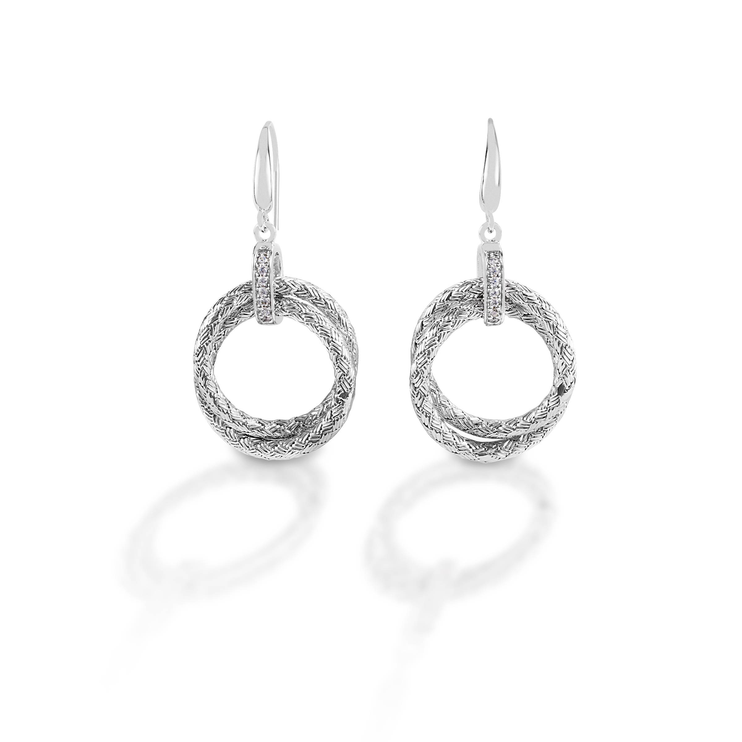 Kelly Herd Clear Rope Dangle Earrings - Sterling Silver