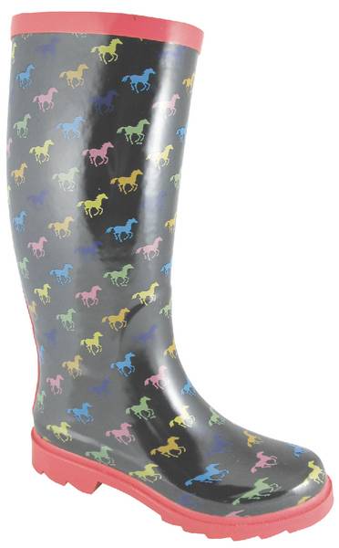 Smoky Boots Ponies Rubber Boots - Ladies, Black/Multi