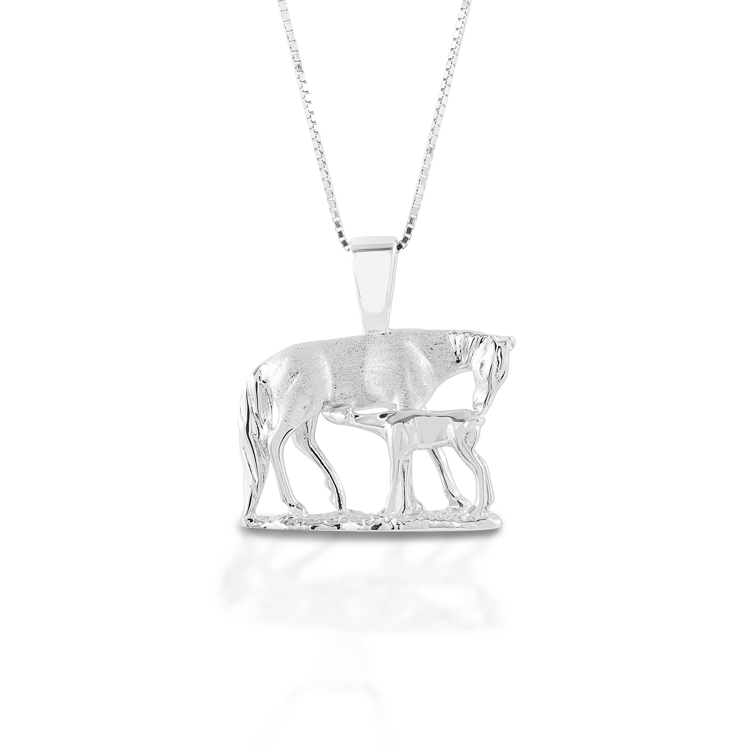 Kelly Herd Nursing Mare & Foal Necklace - Sterling Silver