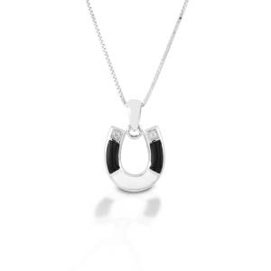 Kelly Herd Black & White Horseshoe Necklace - Sterling Silver