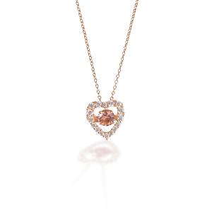 Kelly Herd Clear & Pink Heart Pendant - Rose Gold