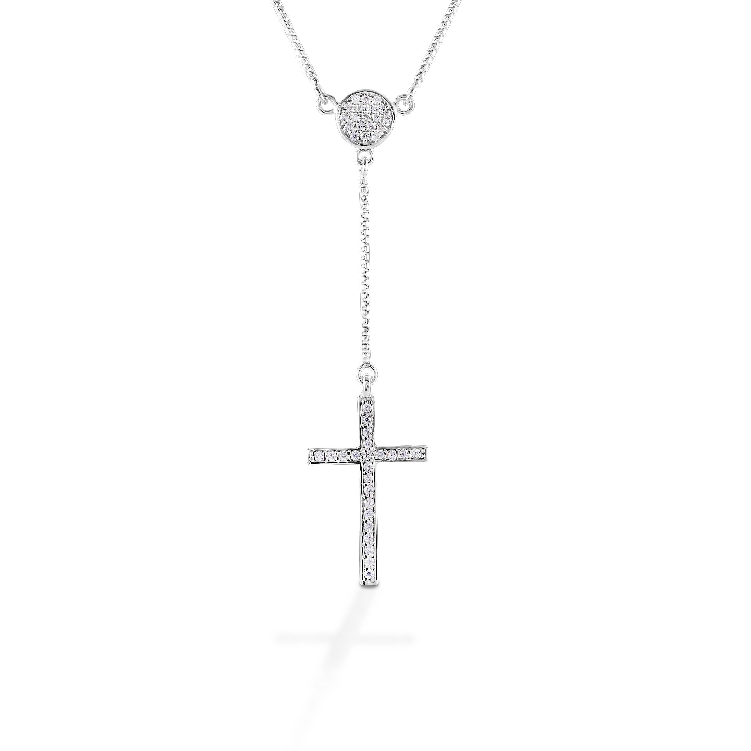 Kelly Herd Drop Cross Necklace - Sterling Silver